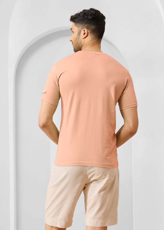Solid Peach Half Sleeve RN T-Shirt