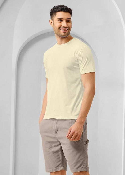 Solid White Cap Grey Half Sleeve RN T-Shirt