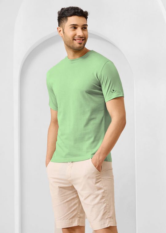 Solid Quiet Green Half Sleeve RN T-Shirt