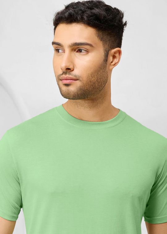 Solid Quiet Green Half Sleeve RN T-Shirt