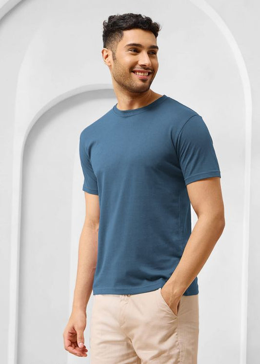 Solid Coronet Blue Half Sleeve RN T-Shirt