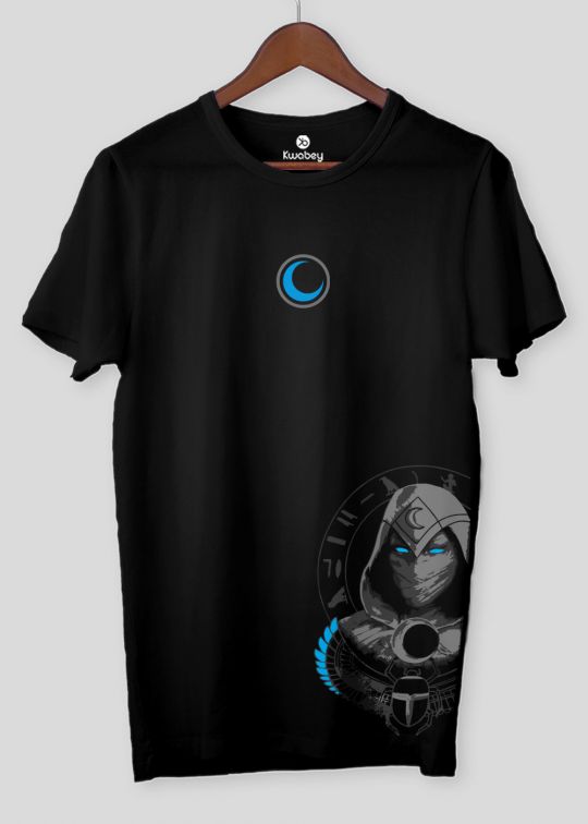 Moon Knight Side Print Black Half Sleeve T-shirt For Men