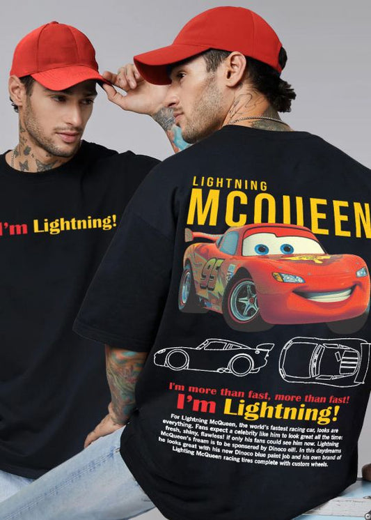 I Am Lightning Black Oversized T-Shirt For Men