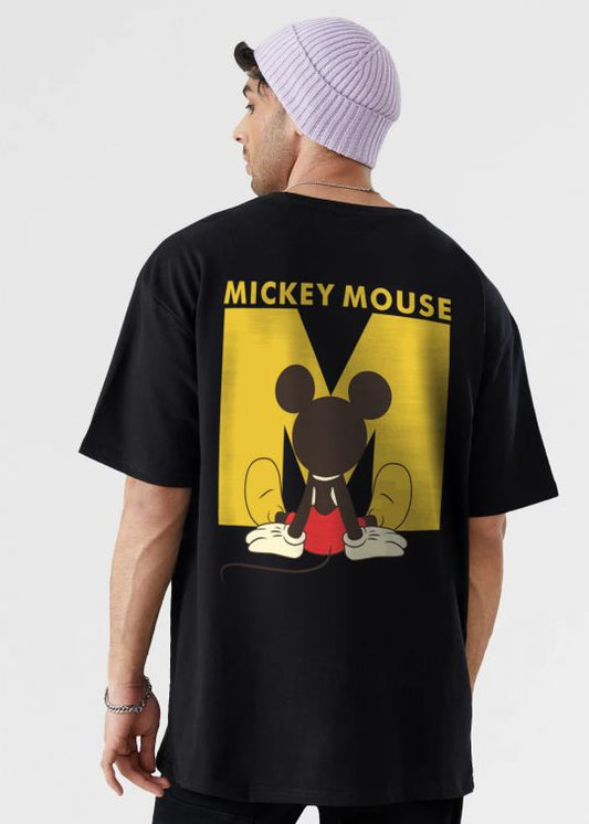 Mickey Mouse Black Oversized T-Shirt For Men