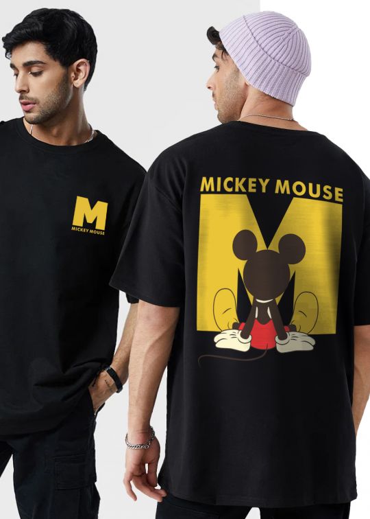 Mickey Mouse Black Oversized T-Shirt For Men