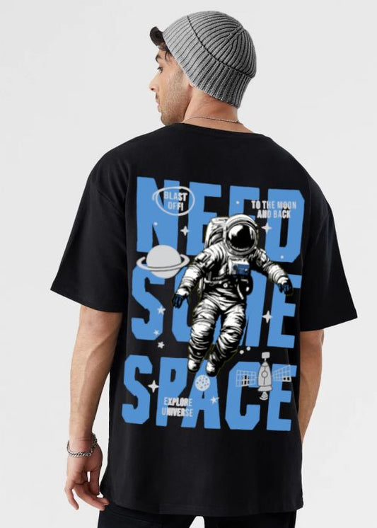 Explore The Universe Black Oversized T-Shirt For Men