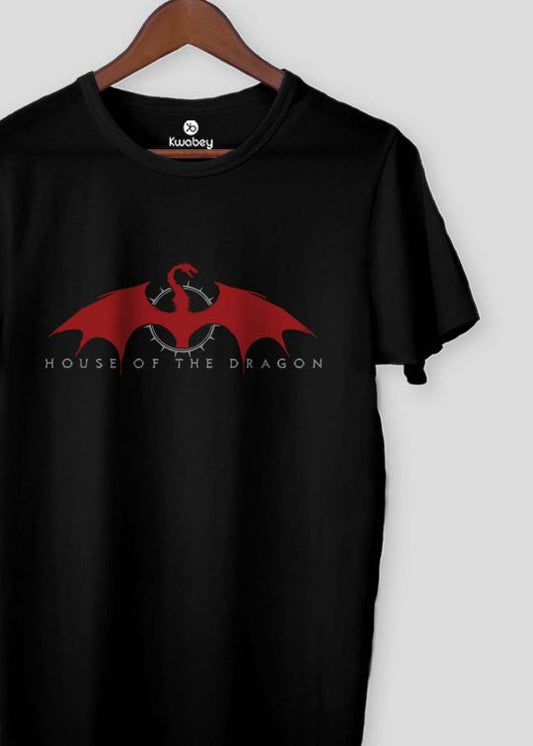 Dragon House Logo Black Half Sleeve T-shirt For Men