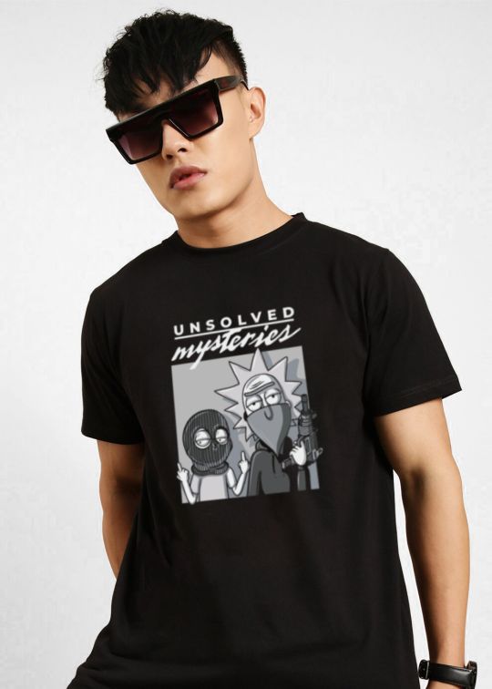 Unsolved Mysteries Black Half Sleeve T-shirt For Men