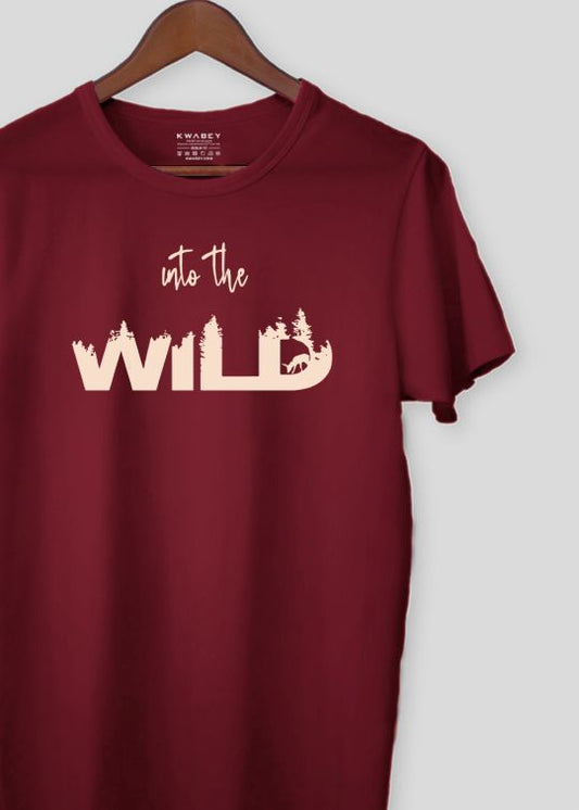 Into The Wild Maroon Half Sleeve T-Shirt For Men