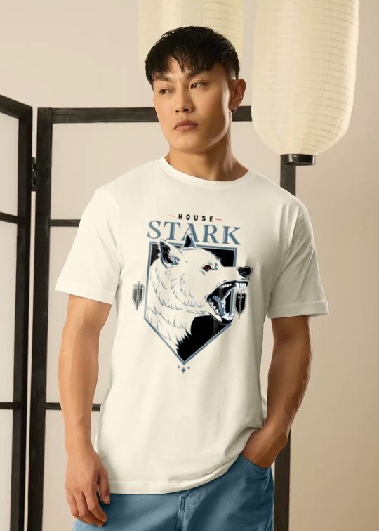 Offical Stark Wolf Game Of Thrones Egg Shell Half Sleeve T-Shirt For Men
