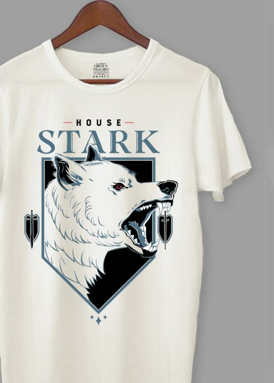 Offical Stark Wolf Game Of Thrones Egg Shell Half Sleeve T-Shirt For Men