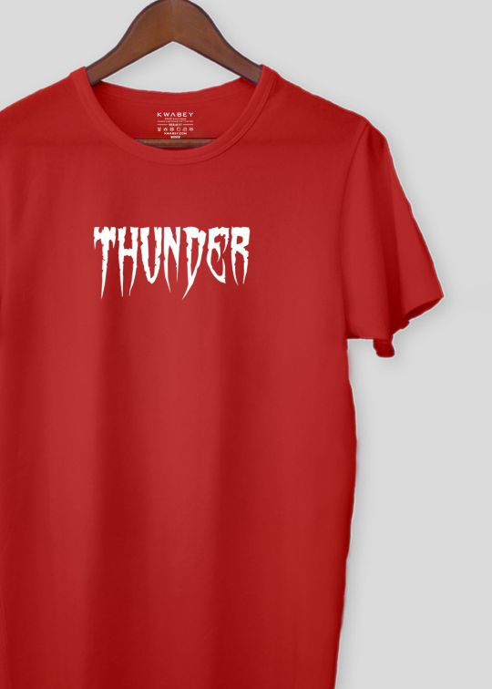 Thunder Printed Red Half Sleeve T-Shirt For Men