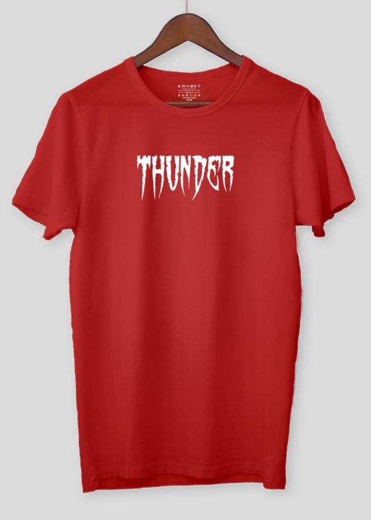 Thunder Printed Red Half Sleeve T-Shirt For Men
