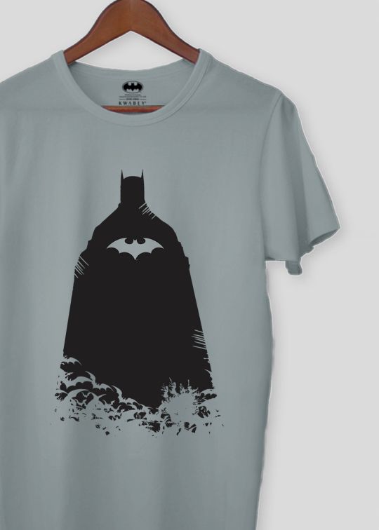 Bat Emblem Logo Ultimate Grey Half Sleeve T-Shirt For Men