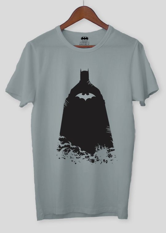Bat Emblem Logo Ultimate Grey Half Sleeve T-Shirt For Men