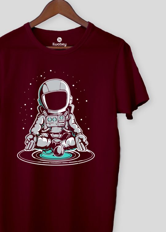 Astronaut Chill Maroon Half Sleeve T-Shirt For Men
