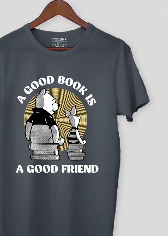 A Good Friend Stone Grey Half Sleeve T-Shirt For Men