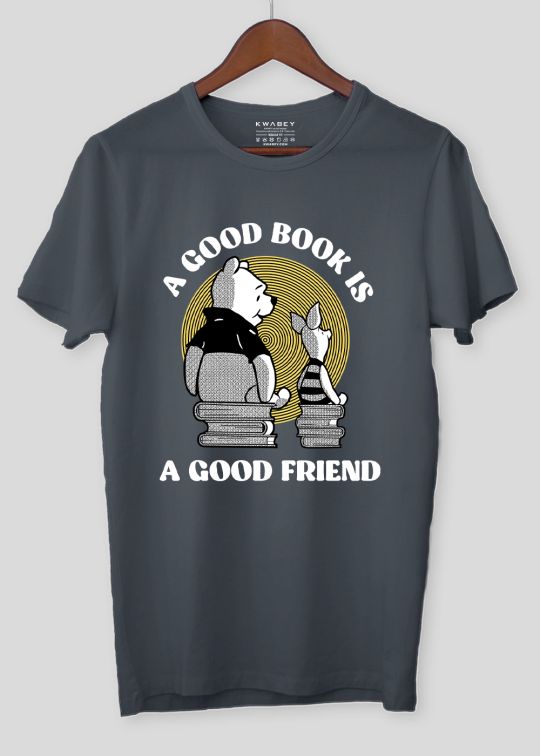 A Good Friend Stone Grey Half Sleeve T-Shirt For Men