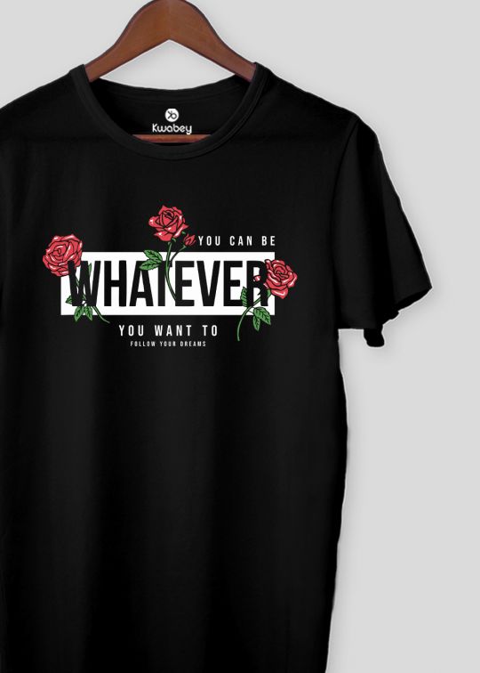 Follow Whatever Black Half Sleeve T-Shirt For Men