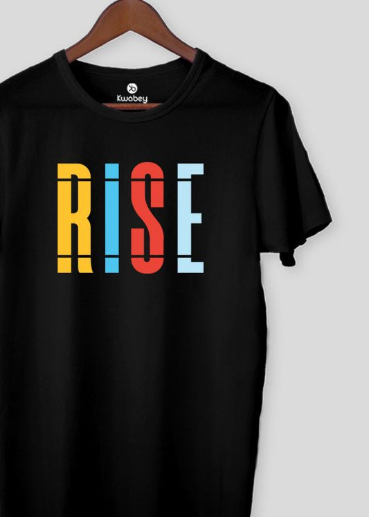 Rise Black Half Sleeve T-Shirt For Men