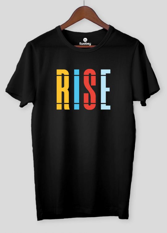 Rise Black Half Sleeve T-Shirt For Men