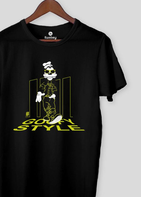 Goofy Style Black Half Sleeve T-Shirt For Men