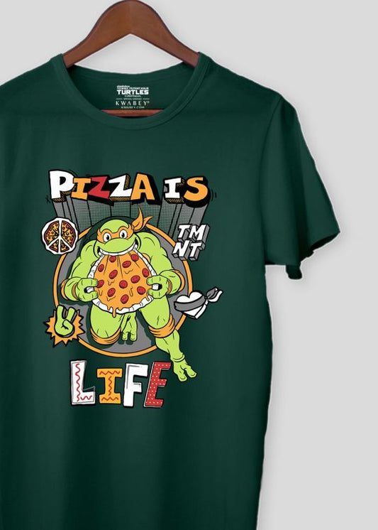 TMNT Pizza Life Bottle Green Half Sleeve T-Shirt For Men