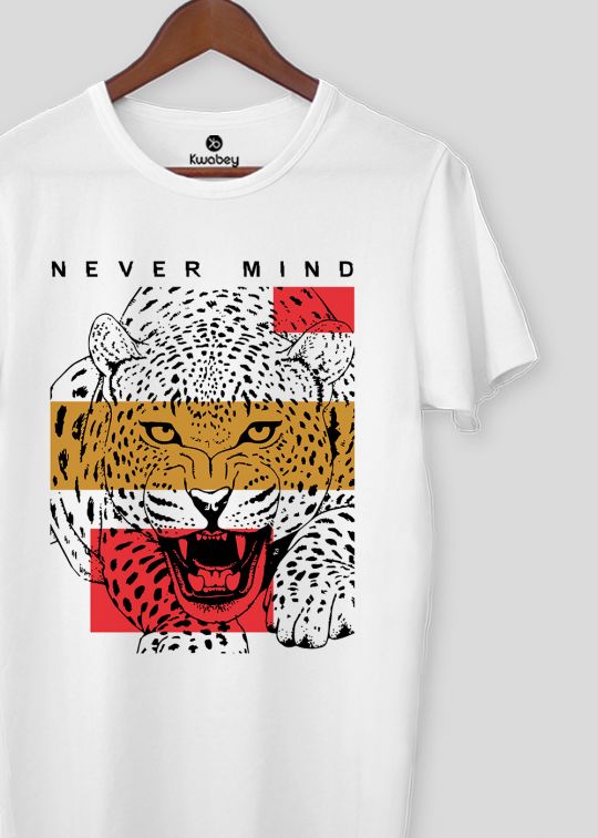 Never Mind White Half Sleeve T-Shirt For Men