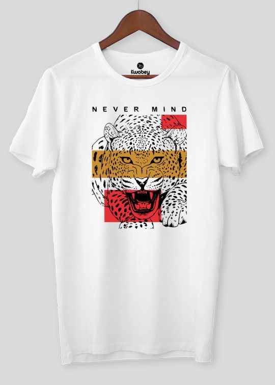 Never Mind White Half Sleeve T-Shirt For Men