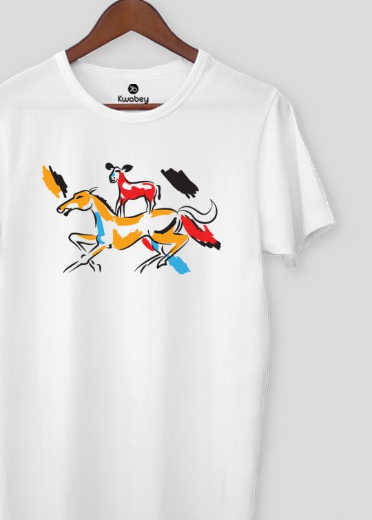 Majnu Painting White Half Sleeve T-Shirt For Men