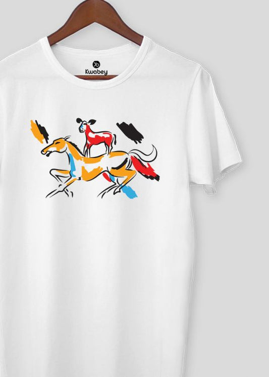 Majnu Painting White Half Sleeve T-Shirt For Men