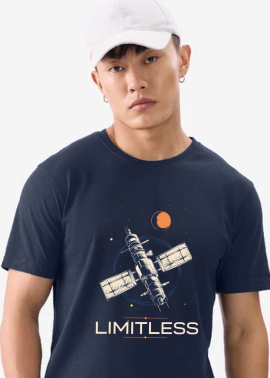 Limitless Navy Half Sleeve T-Shirt For Men
