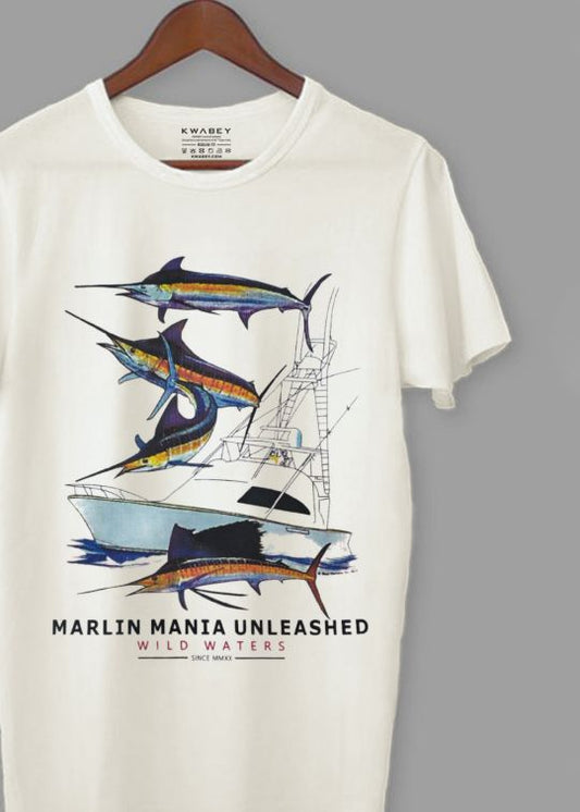 Marlin Mania Egg Shell Half Sleeve T-Shirt For Men