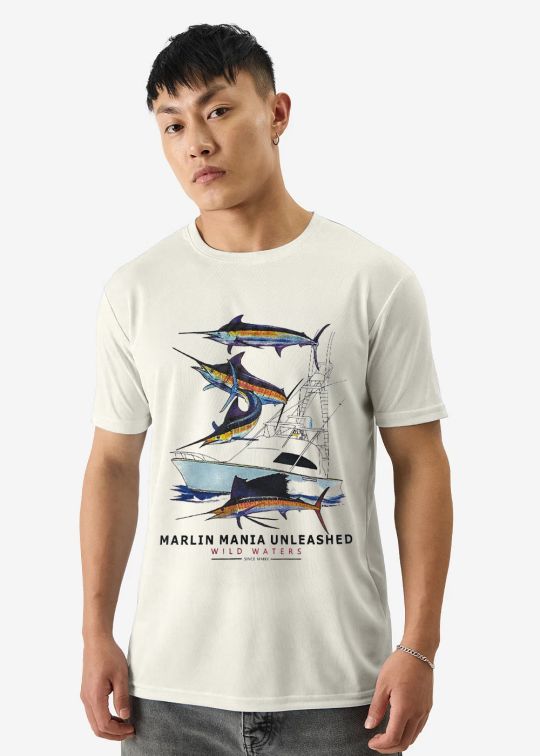 Marlin Mania Egg Shell Half Sleeve T-Shirt For Men