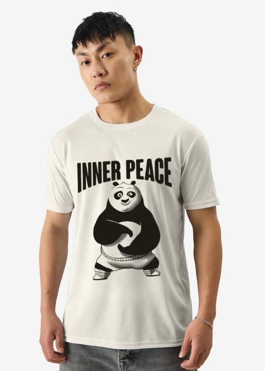 Inner Peace Panda Egg Shell Half Sleeve T-Shirt For Men
