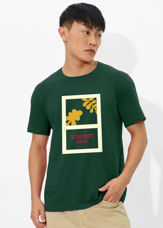 To The Roots Bottle Green Half Sleeve T-Shirt For Men