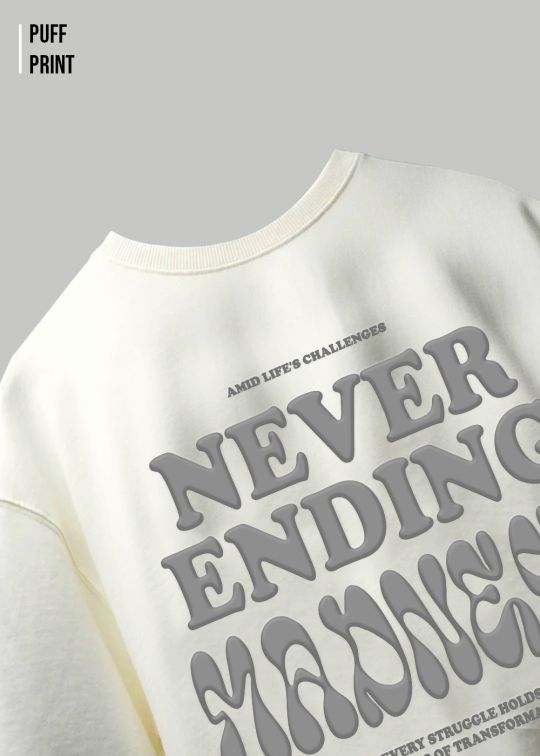 Never Ending Madness Off White Oversized T-shirt For Men