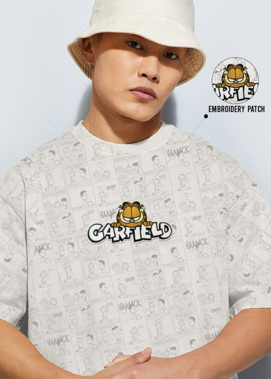 Garfield All Over Printed Off White Oversized T-shirt For Men