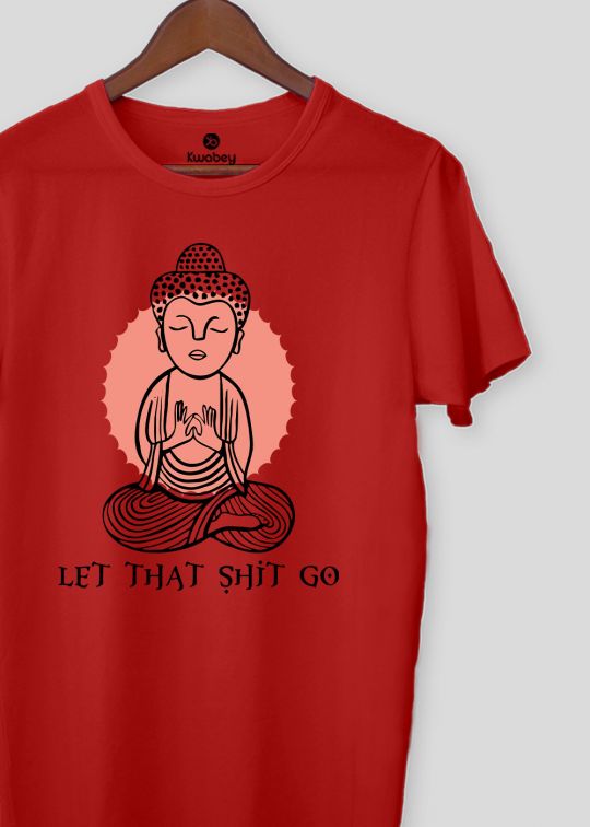 Buddha Preaching Red Half Sleeve T-Shirt For Men