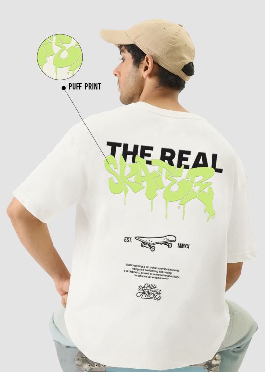 Real Skaters Off White Oversized T-shirt For Men