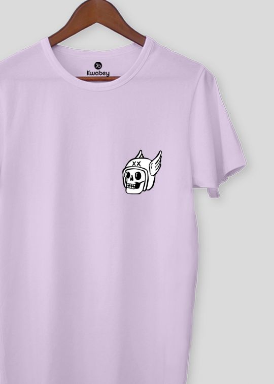 Skull Minimal Lilac Half Sleeve T-Shirt For Men
