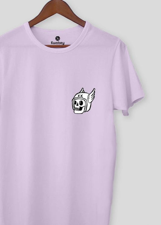 Skull Minimal Lilac Half Sleeve T-Shirt For Men