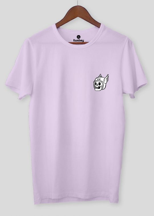 Skull Minimal Lilac Half Sleeve T-Shirt For Men