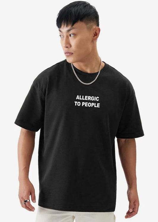 Allergic To People Black Oversized T-shirt For Men