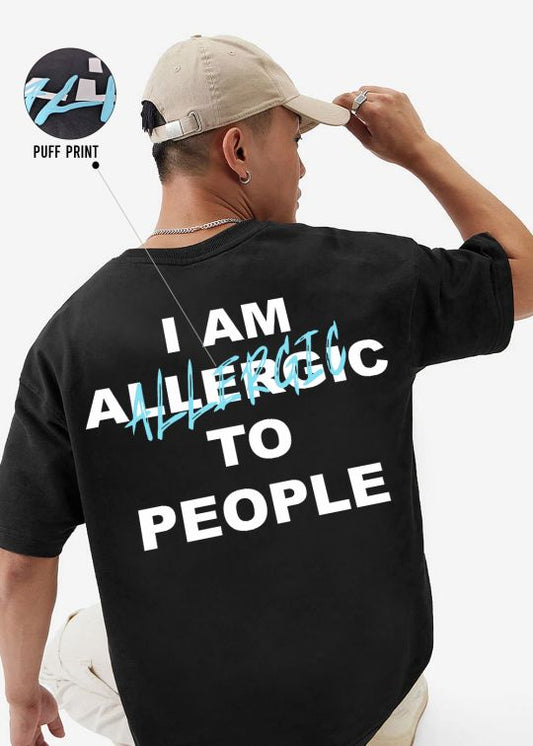 Allergic To People Black Oversized T-shirt For Men
