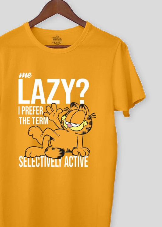 Selectively Active Garfield Mustard Half Sleeve T-Shirt For Men