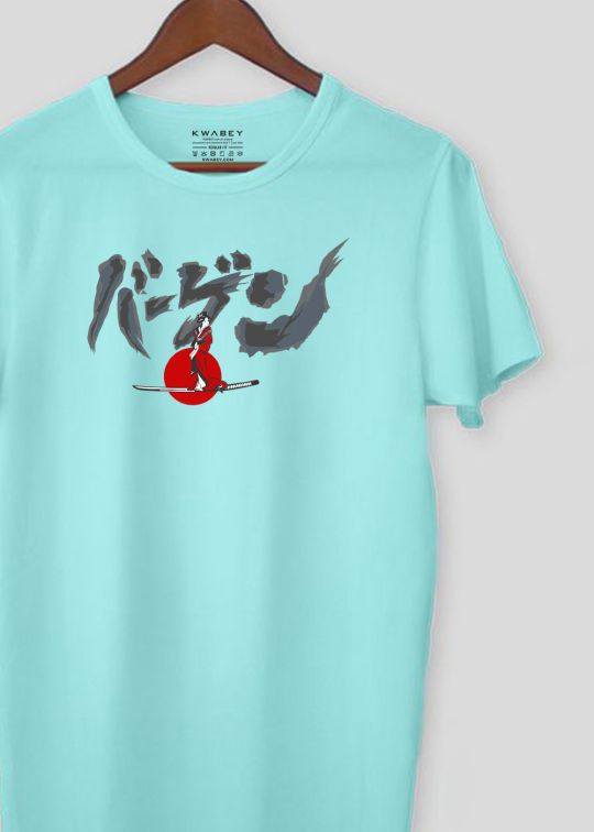 Samurai Aqua Half Sleeve T-Shirt For Men