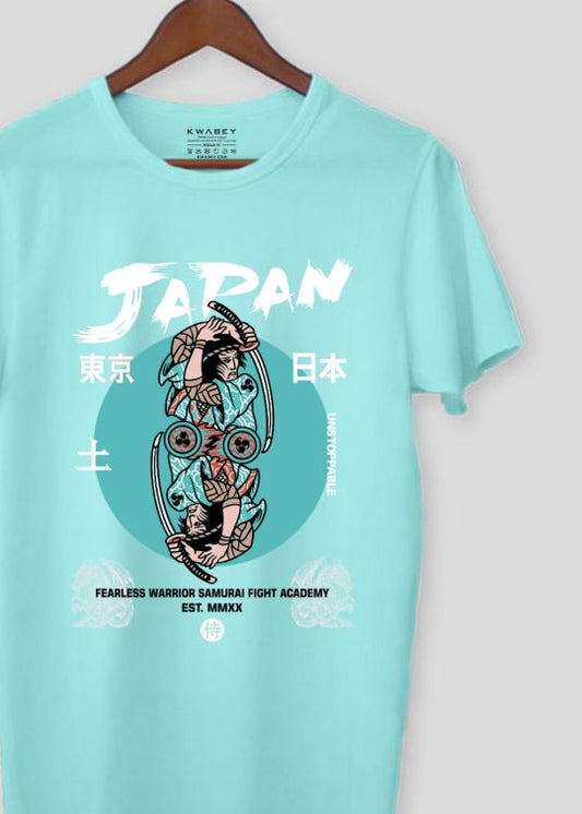 Fearless Warrior Aqua Half Sleeve T-Shirt For Men