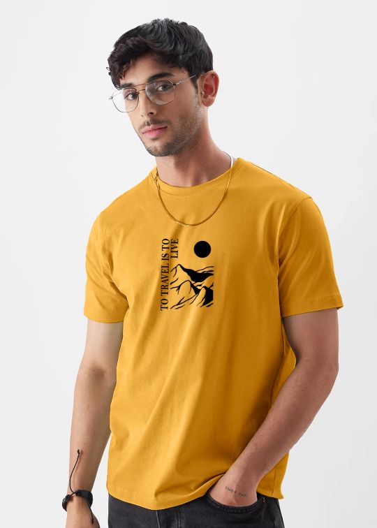 Travel Is To Live Half Sleeve T-Shirt For Men