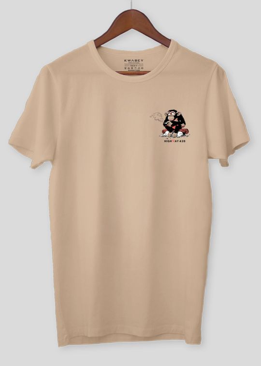 Highways 420 Beige Half Sleeve T-Shirt For Men